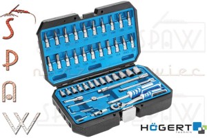 Zestaw kluczy nasadowych 1/4" Högert HT1R416 46szt