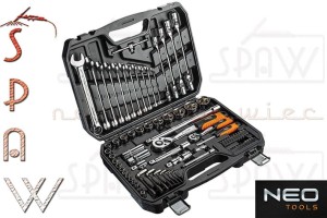 Zestaw kluczy nasadowych 1/2 i 1/4" NEO 08-915 77szt